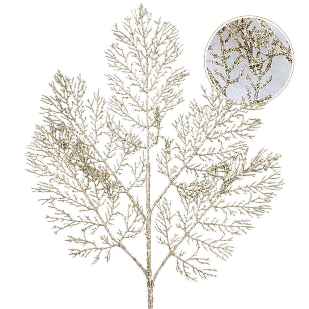 Folhagem de Natal Champanhe Pinheiro 60x43cm com Glitter