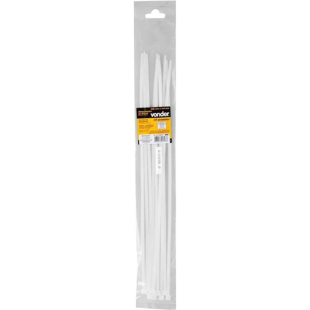 Abraçadeira De Nylon 400x4,8mm Branca Com 100 Peças Vonder