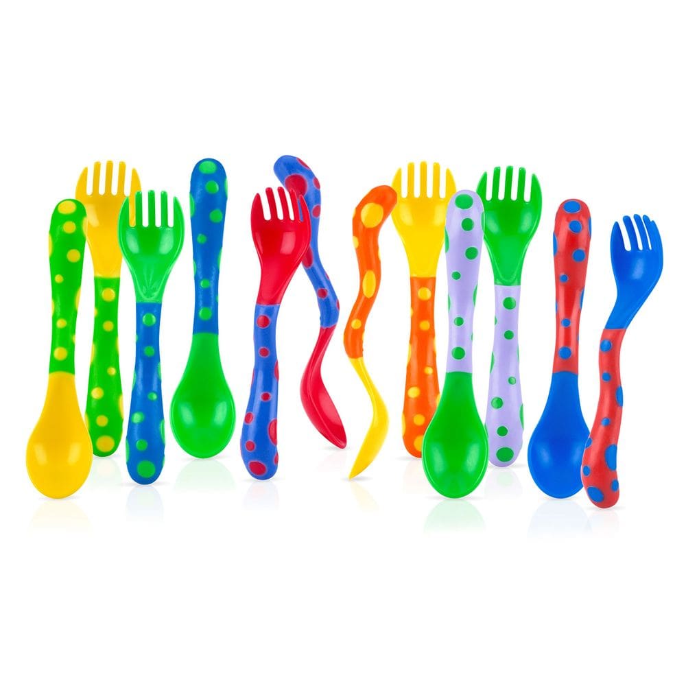 Utensílios: colheres e garfos Nuby para bebês de 12 meses+ (4 unidades)