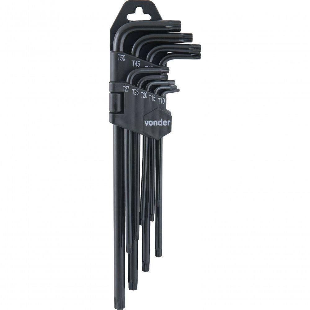Jogo Chave Torx Cromo Vanádio Com 9 Peças T10-t50 Vonder