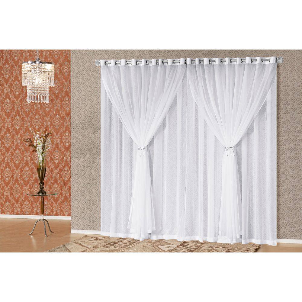 Cortina Sara Para Varão com Ilhós 4,00m X 2,70m. Branco