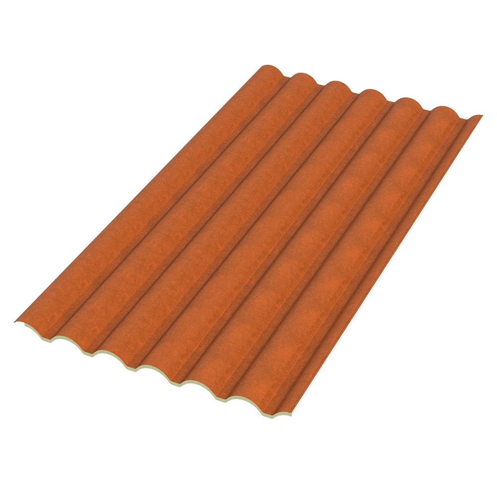 Telha sanduiche ondulada, sem forro, 2.44cm X 100cm X 15mm com isolamento térmico em PIR