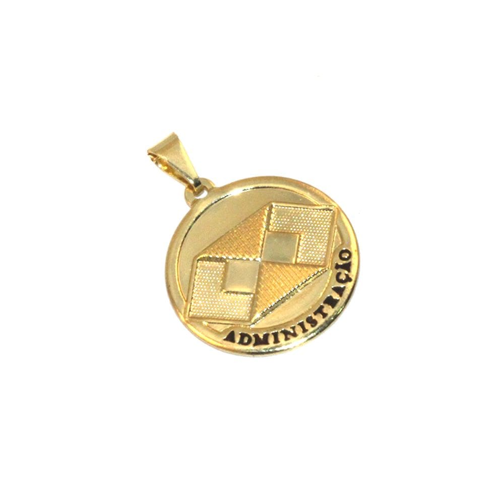 Pingente Medalha Administração Profissão Folheado Ouro 18k