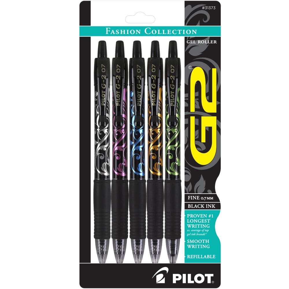 Canetas de rolo de gel PILOT G2 Premium Fine Point 0,7 mm pretas x5