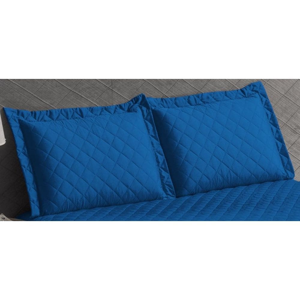 Kit 2 Porta Travesseiros Matelado Microfibra Capa Azul