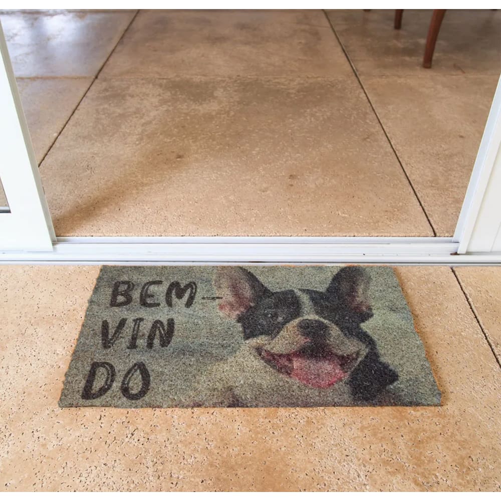 Capacho Retangular Fibra De Coco Base PVC 60x33cm - Komeco - Buldogue