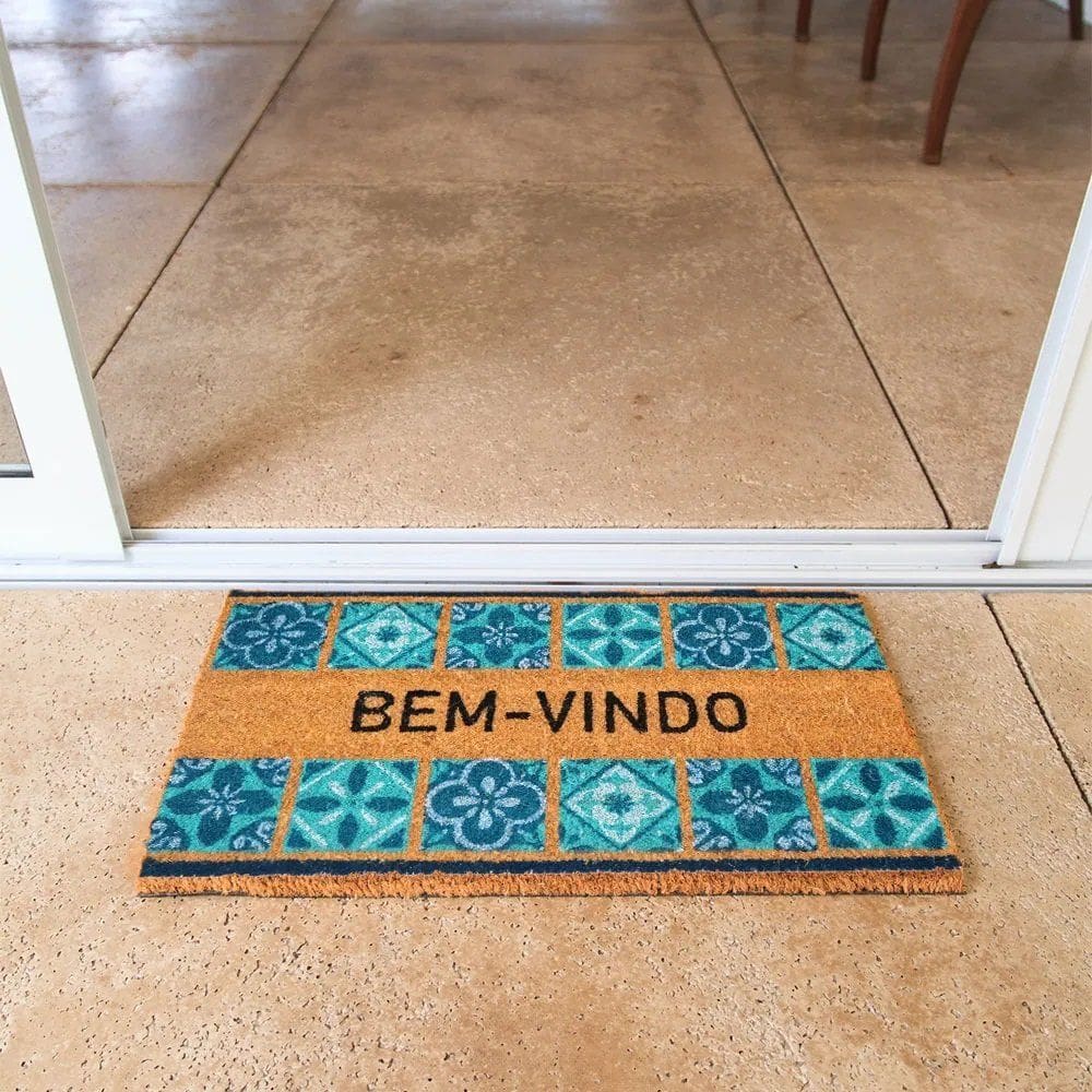 Capacho Retangular Fibra De Coco Base PVC 60x33cm - Komeco - Azulejos