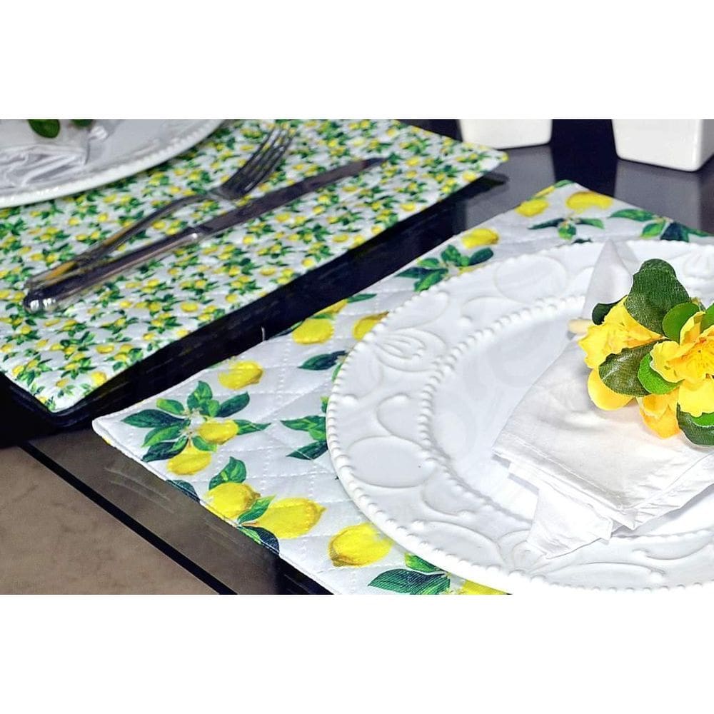 Jogo Americano Matelado Dupla Face 6 Peças - Limão Siciliano