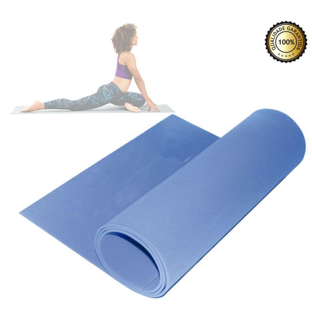 Tapete Em Eva Mat Para Yoga Pilates Funcional Azul