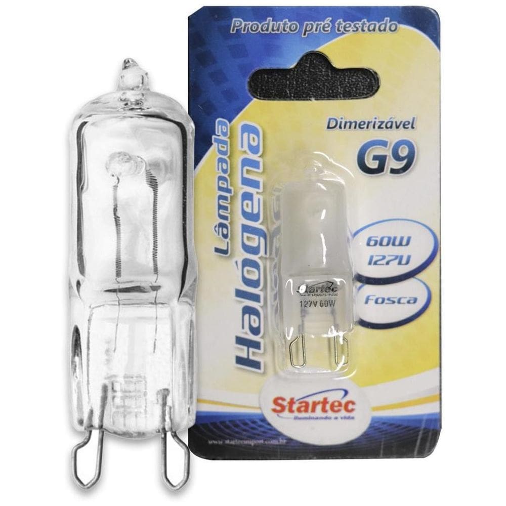 Lâmpada G9 Halógena 60W Bipino Transparente 2700K Luz Quente