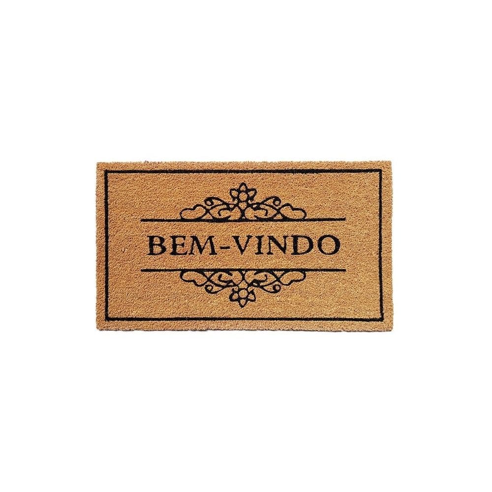 Capacho Retangular Fibra De Coco Base PVC 75x45cm - Komeco - Bem Vindo 75x45
