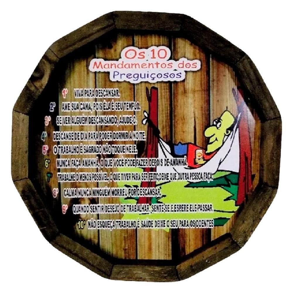 Quadro Tampa Barril Em Madeira Rústica Os 10 Mandamentos Dos