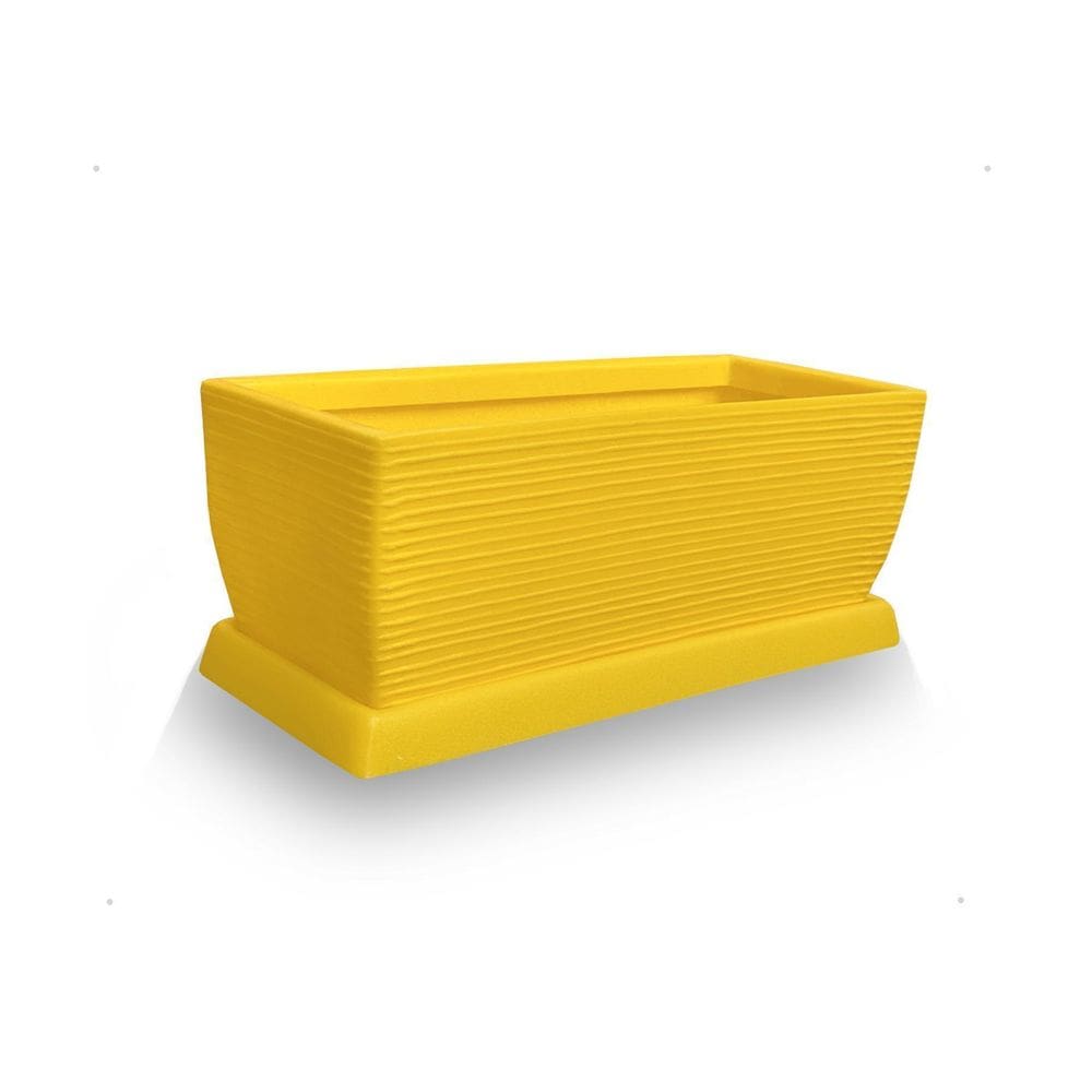 Vaso De Planta Jardineira + Prato Polietileno 60X25 Amarelo