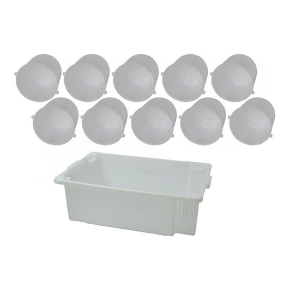 Kit 10 Formas Queijo 1Kg+ 1 Caixa De Armazenar 40 L 11 Pçs
