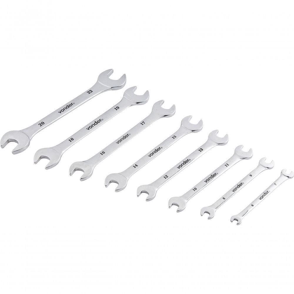 Jogo Chave Fixa 6-22mm Cromo Vanádio Cromada Com 8 Peças Est