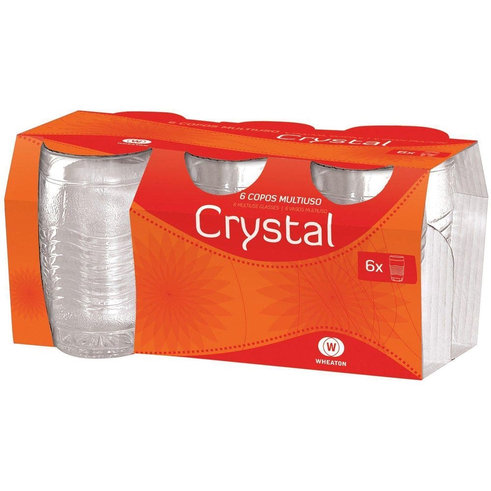 Jogo De 6 Copos Transparente Crystal Multiuso 330Ml Detalhado 0641