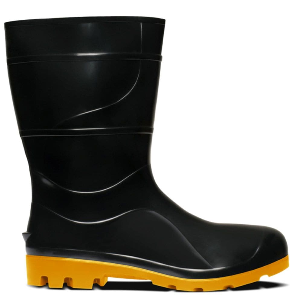 Bota pvc preta amarela sem forro cartom tamanho 40
