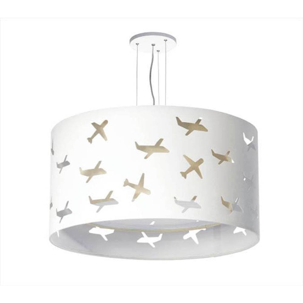 Lustre Infantil Tom Luz Pendente Aviões Duplo Crú 30x16cm