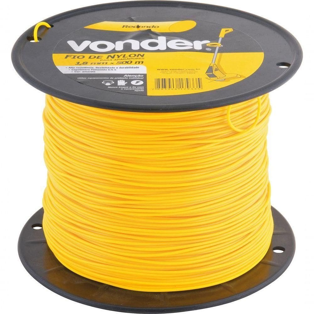 Fio De Nylon 1,8mmx500m Redondo Para Roçadeiras E Aparadores