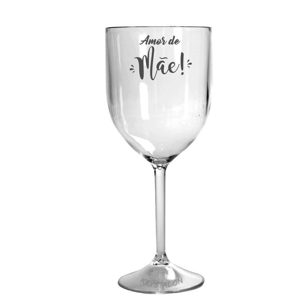 Taça Vinho Acrílico Para Dia Das Mães - Amor De Mãe