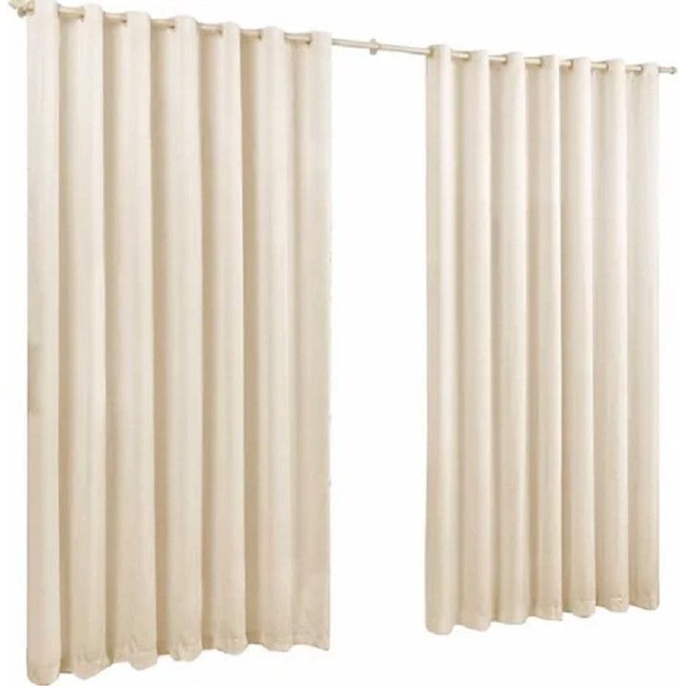 Cortina Microfibra 6,00X2,50 Palha Ilhós Cromado Quadrado.