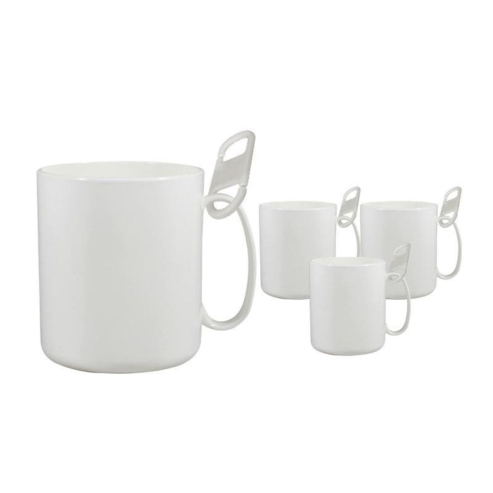 Kit 4 Caneca Redonda Clipe Branco 400Ml Plástico