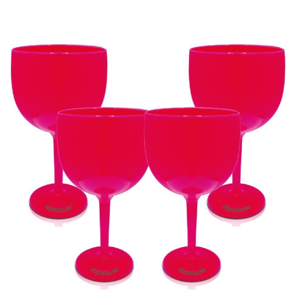 Kit 4 Taças Gin Rosa Acrílico Poliestireno