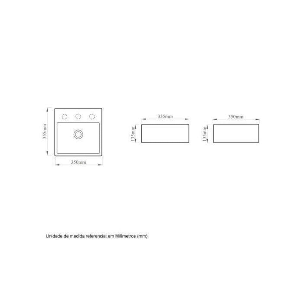 Cuba Icasa De Apoio Quadrada 35,5 X 35Cm Ica12 Preto