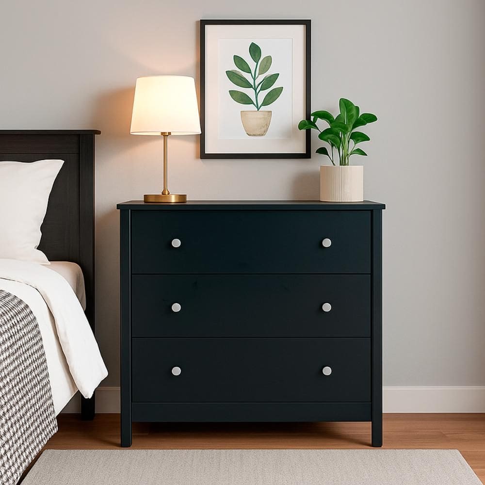 Cômoda Ditália 3 Gavetas DM-219 Preto Cozy