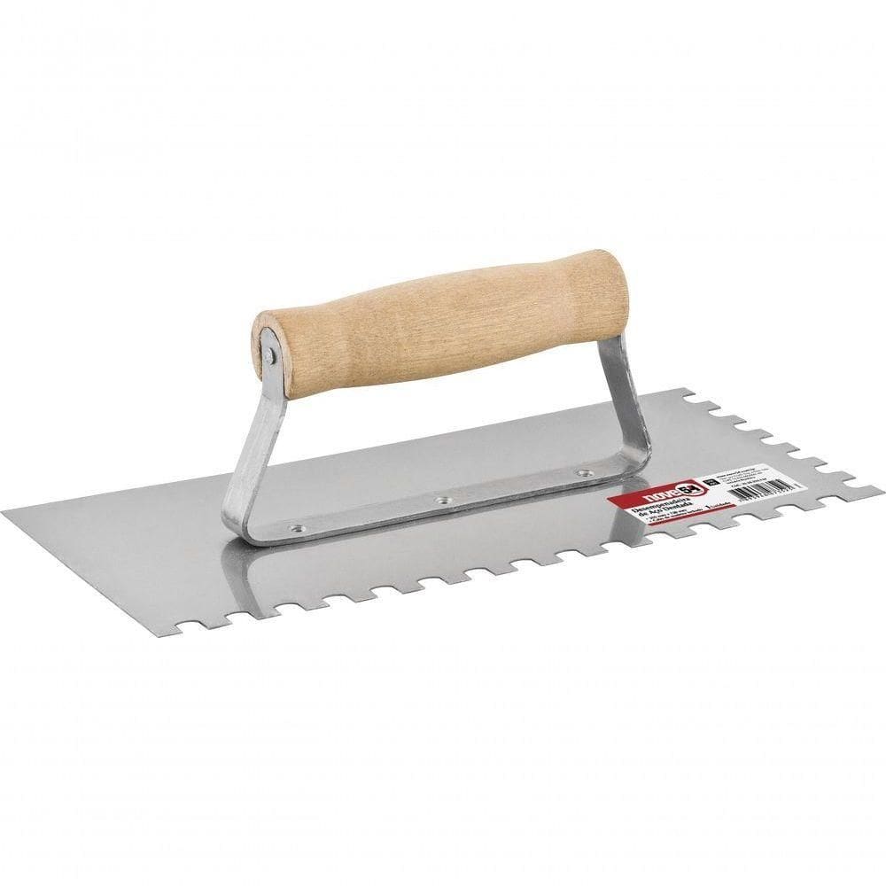 Desempenadeira Aço Dentada 12,0x25,5cm Cabo Madeira Fechado