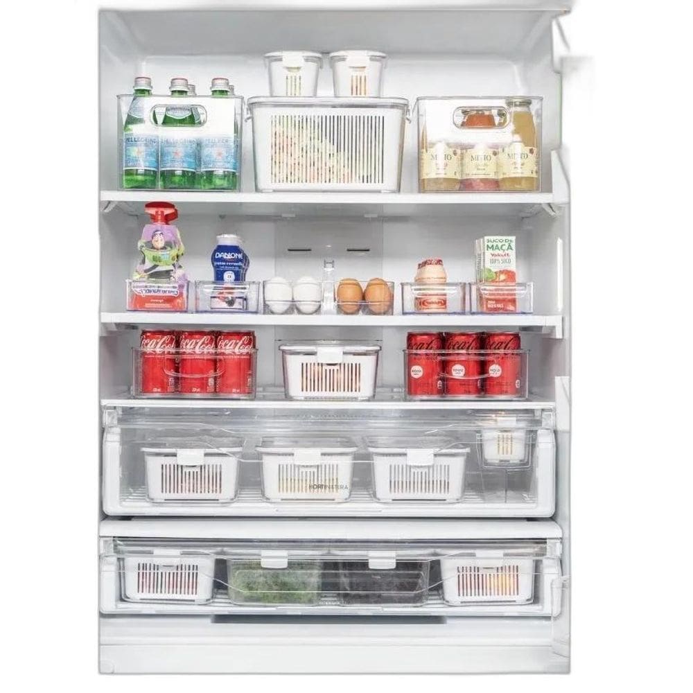 Pote Hermético Slim Com Cesto E Tampa 2.030Ml Branco