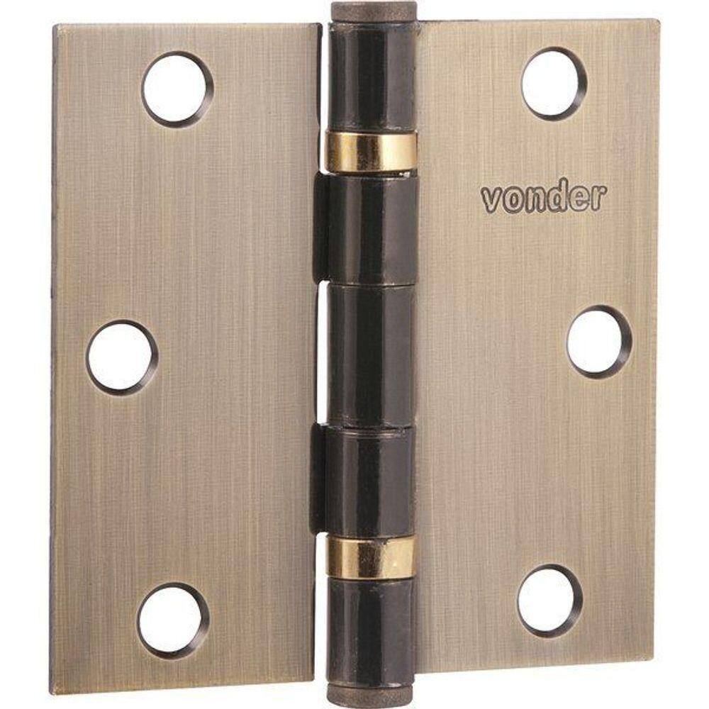 Dobradiça Para Porta 3.1-2 Aço Carbono Latonado Com 3 Peças