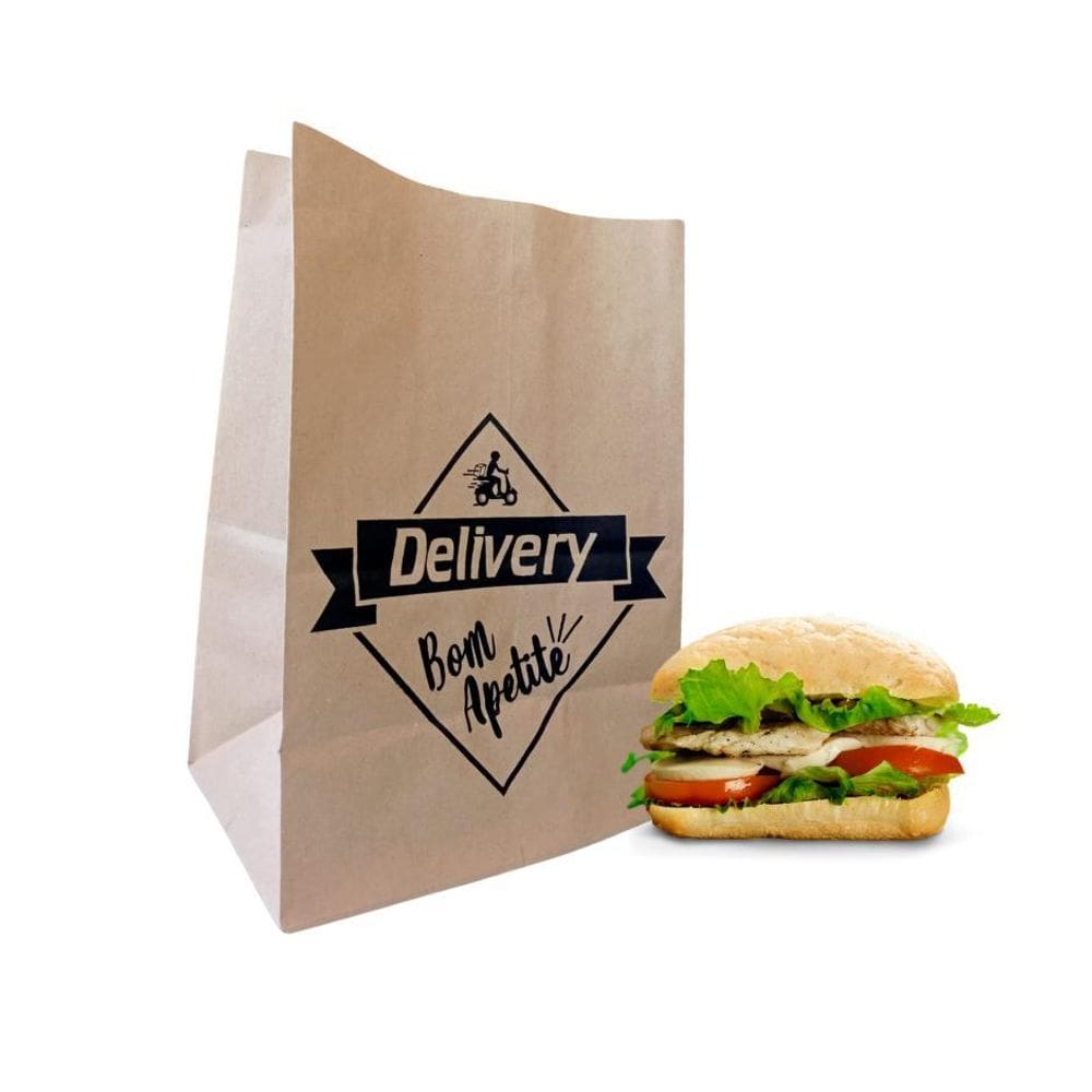 Saco Kraft Para Delivery Sos G  30X19,5X35Cm  Com 50 Un.