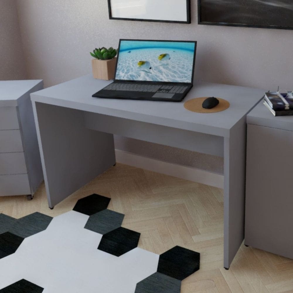 Mesa para Escritório 130cmx60cm Cinza Cristal