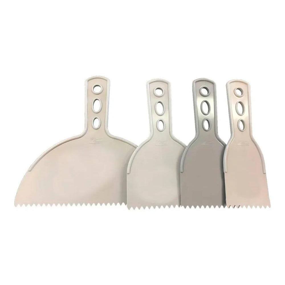 Kit Com 04 Pc Espátula Plástica Dentada - Resina Ou Massa