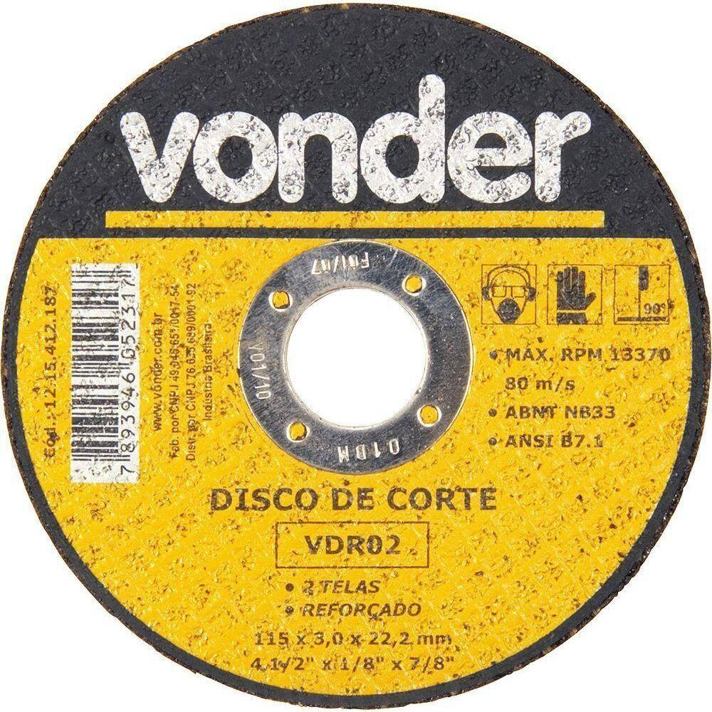 Disco Corte 114,3x3,0x22,22 2 Telas Aço Carbono Vdr0 Vonder