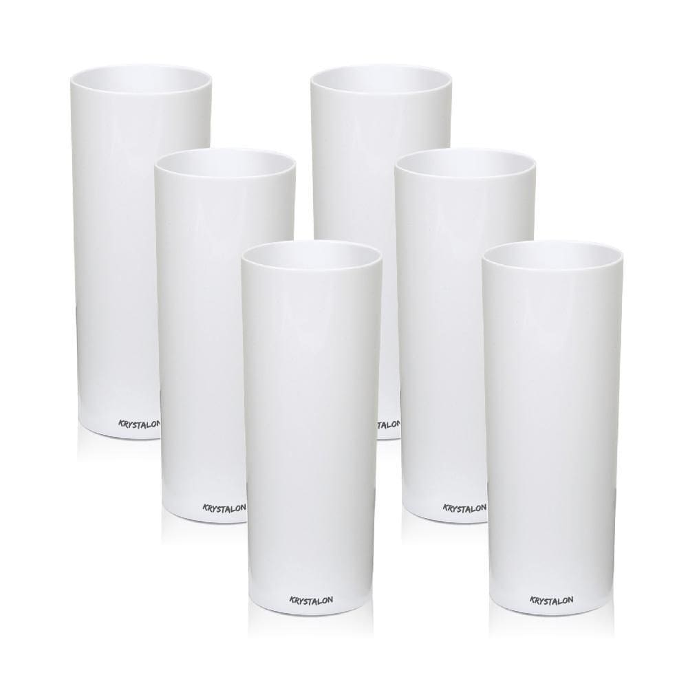 Kit 8 Copos Tubo Branco 300Ml Acrílico