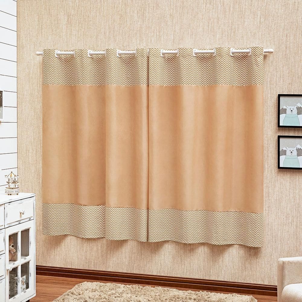 Cortina Estampada Quarto Criança 2 Metros Listras Bege