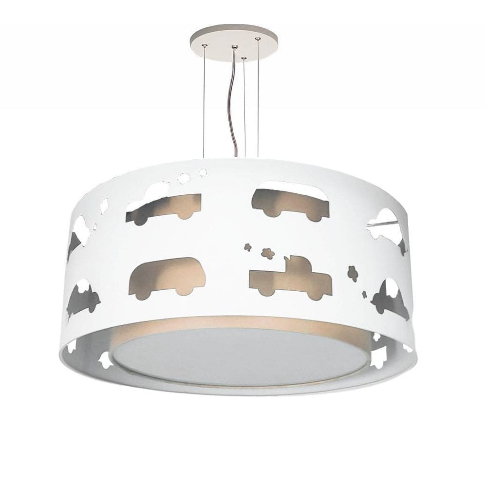 Lustre Infantil Pendente Recorte Carrinhos -40X16 Cáqui