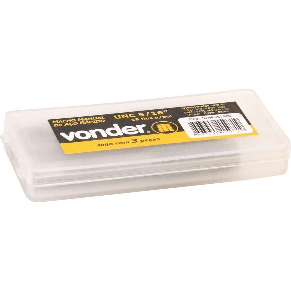 Macho Manual Aço Rápido 7-16” Unc 14fpp 2 Pç Din 351 Vonder