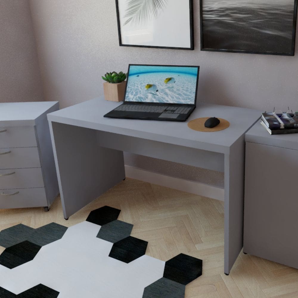 Mesa para Escritório 140cmx60cm Cinza Cristal