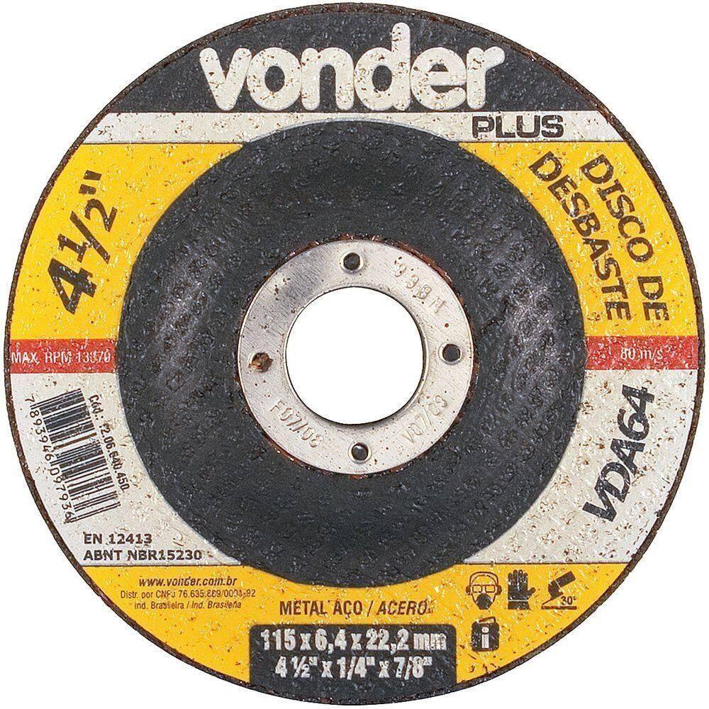 Disco De Desbaste 115x6,4x22,22 Para Aço Carbono Vda64 - V