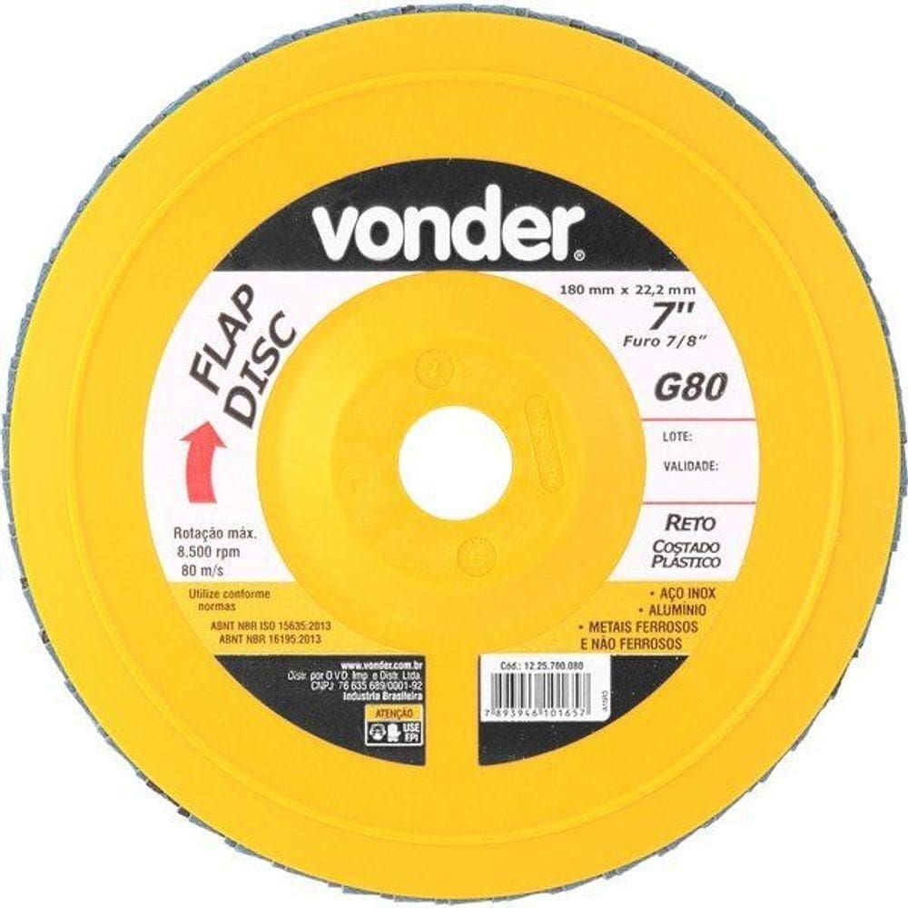 Flap Disc 7 G80 Costado Pvc Reto Para Aço Carbono E Inox -