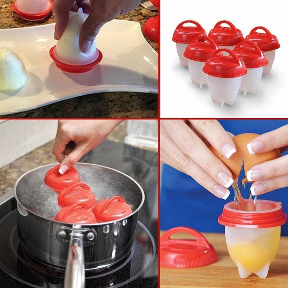 Copo Silicone Ovo Fogão Egglettes Cozinha Fácil  6 unidades