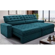 Sofá Retrátil e Reclinável 2,30m Molas Ensacadas Max Spring. Velusoft Cama inBox