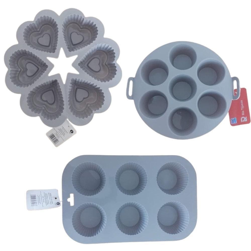 Kit 3 Formas De Silicone Bolo Bolinho Cupcake Escolha A Cor