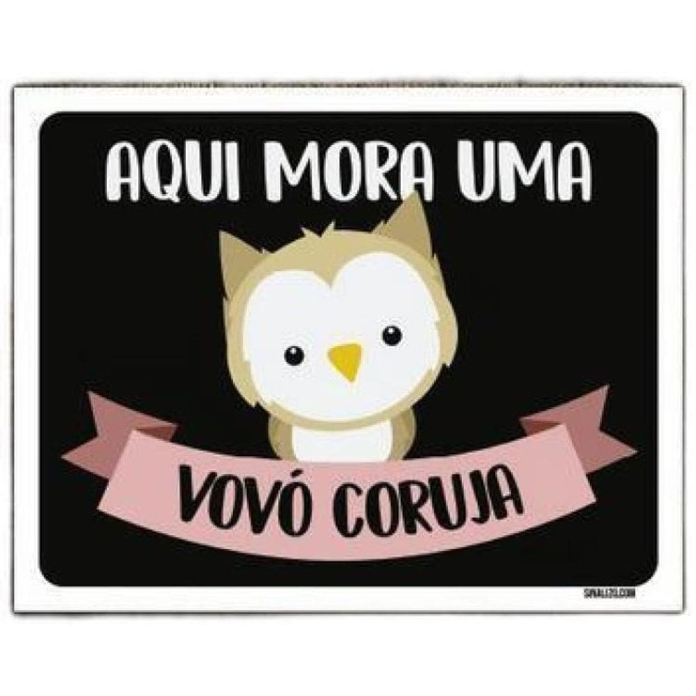 Kit 3 Placas Decorativa Aqui Mora Um Vovó Coruja