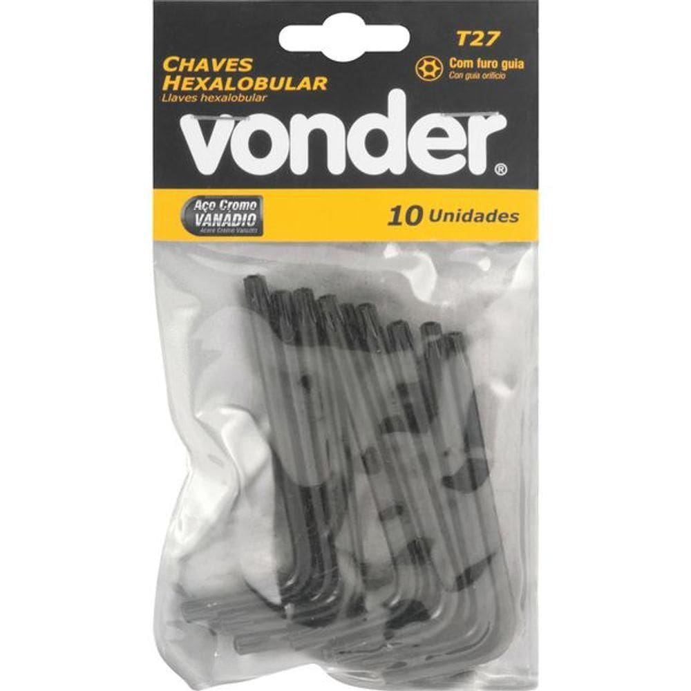 Chave Hexalobular T27 C- Furo Guia Crv C- 10 Peças Vonder