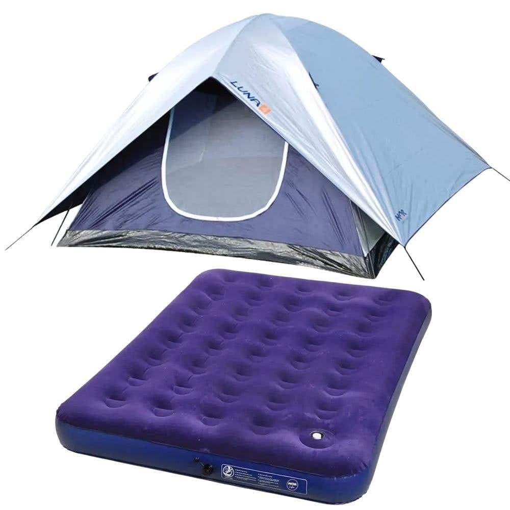 Barraca Camping Luna para 4 Pessoas e Colchão Inflável Multiuso Casal MOR