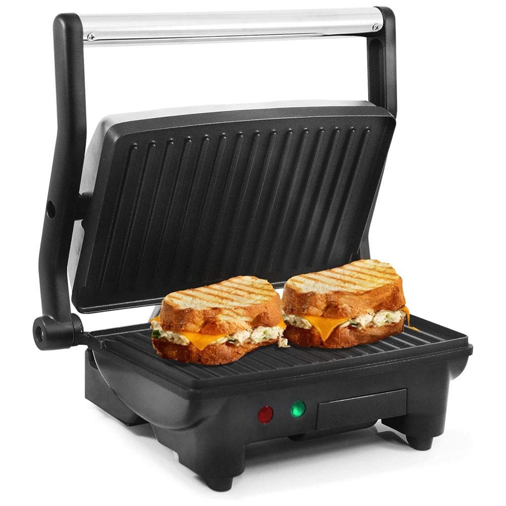Sanduicheira Elétrica Antiaderente 2 Fatias, Aço Inox, 1000W, 110v, ELITE GOURMET EPN 2976, Prateado